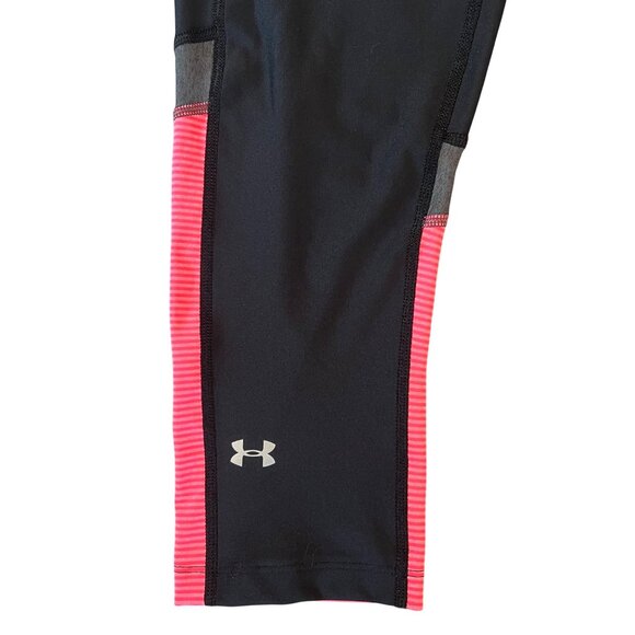 Under Armour HeatGear Compression Capris Black & Pink Stripe Womens Size M - Picture 5 of 5